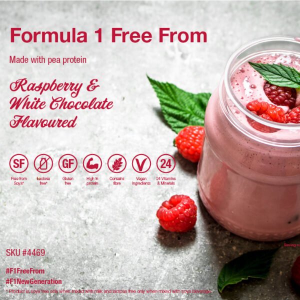 F1 Shake Raspberry & White Chocolate Free from Gluten, Soy and Lactose - Image 2